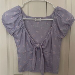 Cotton On Lilac Floral Puff Sleeve Blouse